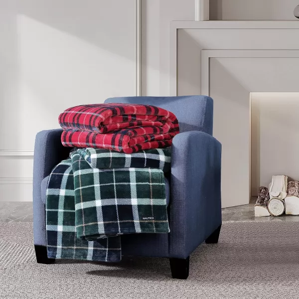 Nautica Blanket Plush Fleece Bedding Home Decor for All Seasons Queen Northsail Plaid NavyQueen Winter Tattersall Red