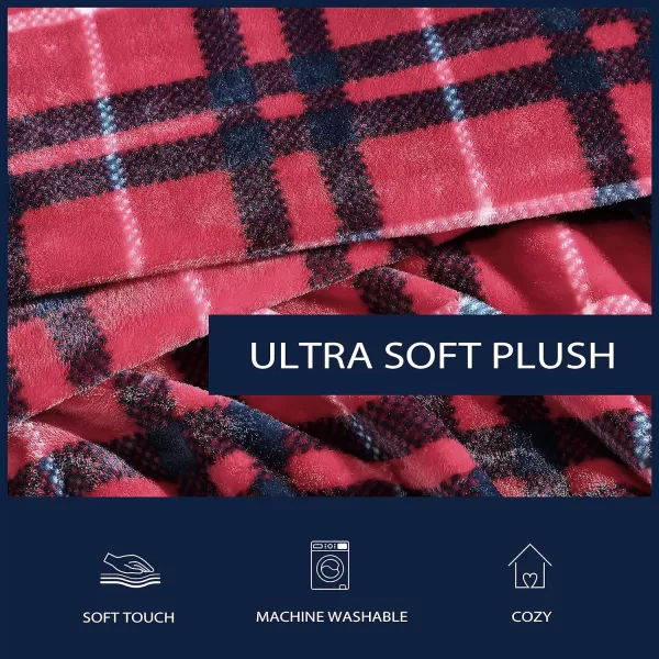 Nautica Blanket Plush Fleece Bedding Home Decor for All Seasons Queen Northsail Plaid NavyQueen Winter Tattersall Red
