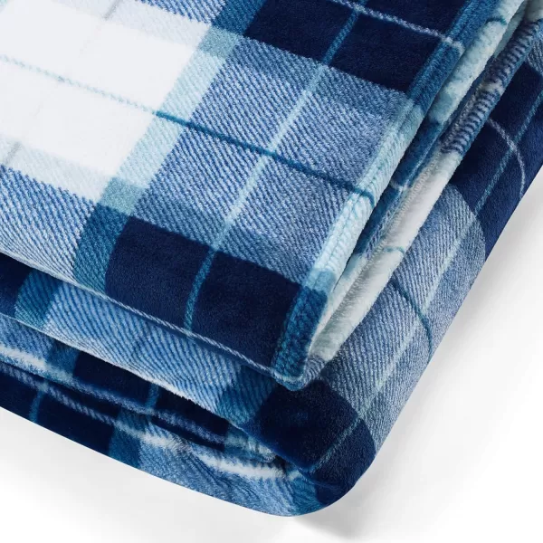 Nautica Blanket Plush Fleece Bedding Home Decor for All Seasons Queen Northsail Plaid NavyTwin Northsail Plaid Blue