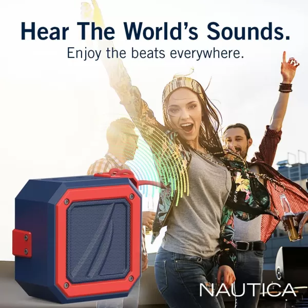 Nautica Bluetooth Portable Speaker Waterproof Wireless Speaker Outdoor Speaker Bluetooth Patio Speakers Loud Sound Clear Audio USB Drive 15Hour Playtime BlackGrayNAVYRED