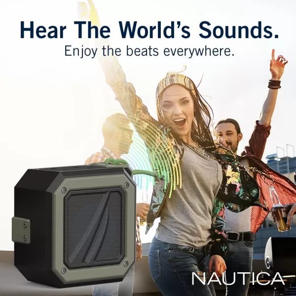 Nautica Bluetooth Portable Speaker Waterproof Wireless Speaker Outdoor Speaker Bluetooth Patio Speakers Loud Sound Clear Audio USB Drive 15Hour Playtime BlackKhakiBLACKKHAKI