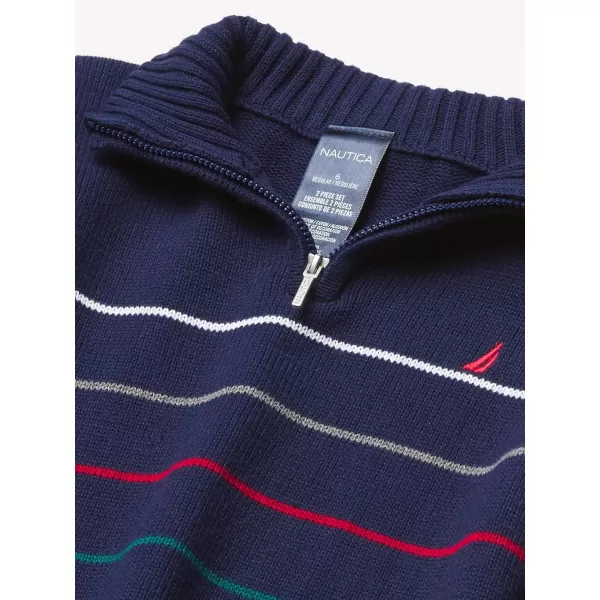 Nautica Boys 2Piece Quarter Zip Pullover Sweater and Pants SetRetro Fox Navy