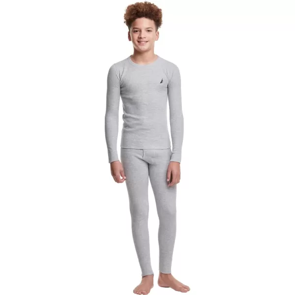 Nautica Boys 2Piece Shirt amp Pants Base Layer Long Johns Waffle Thermal Underwear SetBlack