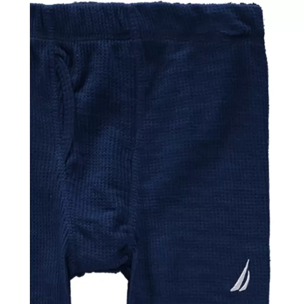 Nautica Boys 2Piece Shirt amp Pants Base Layer Long Johns Waffle Thermal Underwear SetNavy