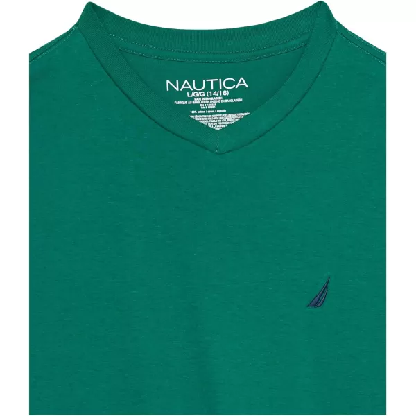 Nautica Boys Big Short Sleeve Solid VNeck TShirtAlpine Green