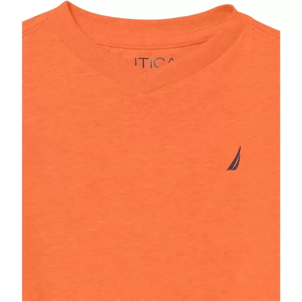 Nautica Boys Big Short Sleeve Solid VNeck TShirtSpicy Orange Heather