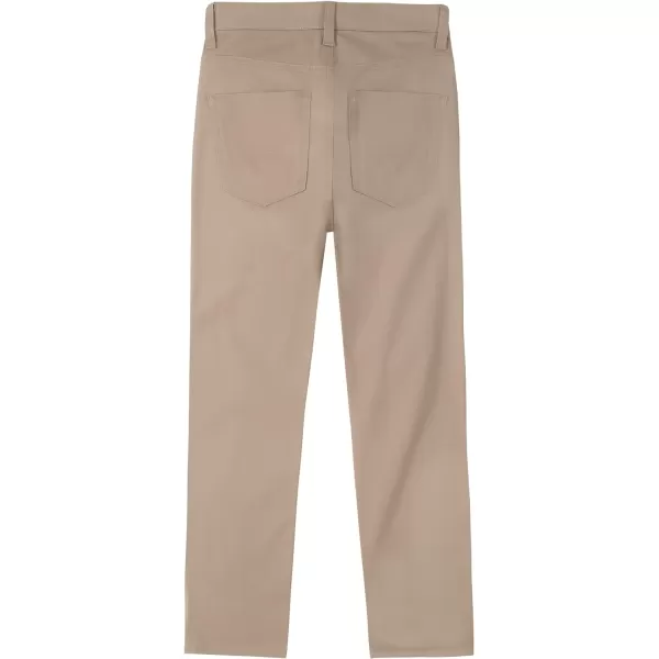 Nautica Boys Flat Front Stretch Twill Chino Khaki PantKhaki 5pocket