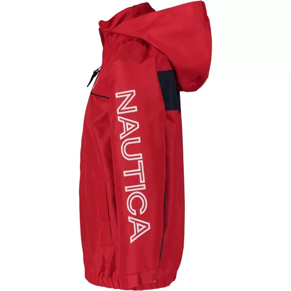 Nautica Boys Light Weight Anchor Jacket with Stowable HoodCarmineNavy