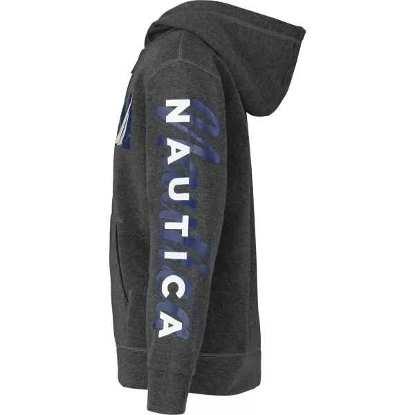 Nautica Boys Long Sleeve Fleece Full Zip HoodieCoal Heather Duo