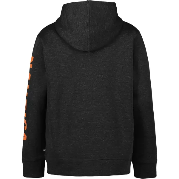 Nautica Boys Long Sleeve Fleece Full Zip HoodieCoal Heather Duo Logo