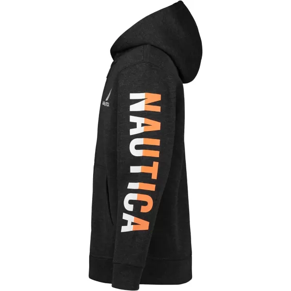 Nautica Boys Long Sleeve Fleece Full Zip HoodieCoal Heather Duo Logo