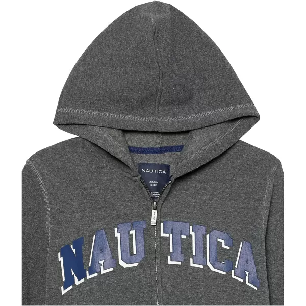 Nautica Boys Long Sleeve Fleece Full Zip HoodieCoal Heather Solid