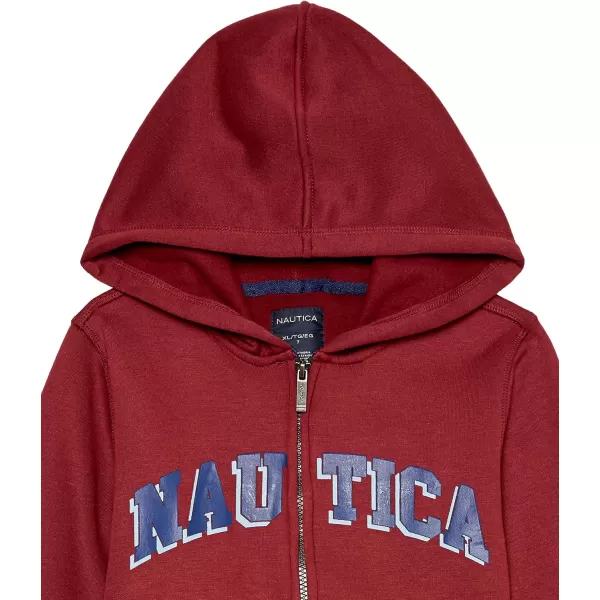 Nautica Boys Long Sleeve Fleece Full Zip HoodieRhubarb Solid