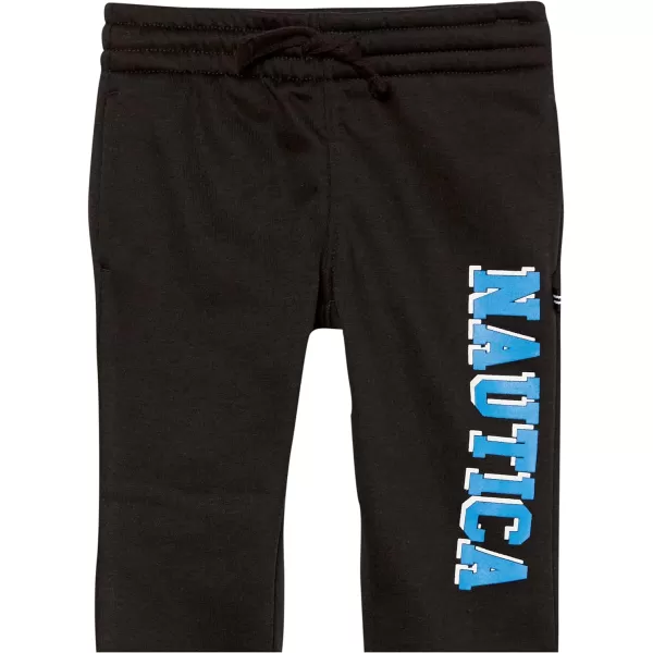 Nautica Boys Pullon Fleece Jogger Sweatpant Drawstring ClosureBold Black