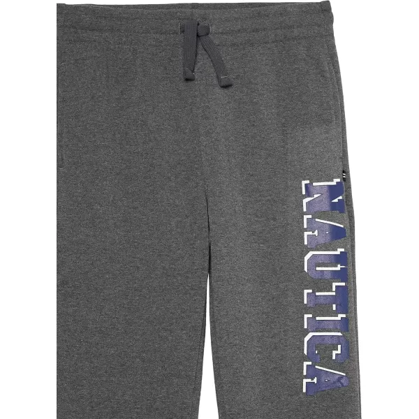 Nautica Boys Pullon Fleece Jogger Sweatpant Drawstring ClosureBold Coal Heather