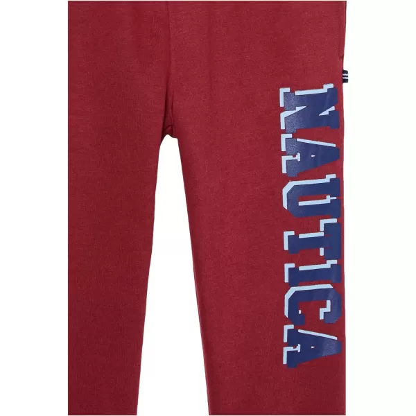 Nautica Boys Pullon Fleece Jogger Sweatpant Drawstring ClosureBold Rhubarb