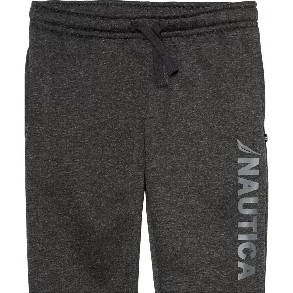 Nautica Boys Pullon Fleece Jogger Sweatpant Drawstring ClosureStacked Coal Heather