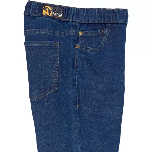 Nautica Boys Pullon Stretch Denim Jeans 5Pocket Style  Drawstring ClosureMedium Blue