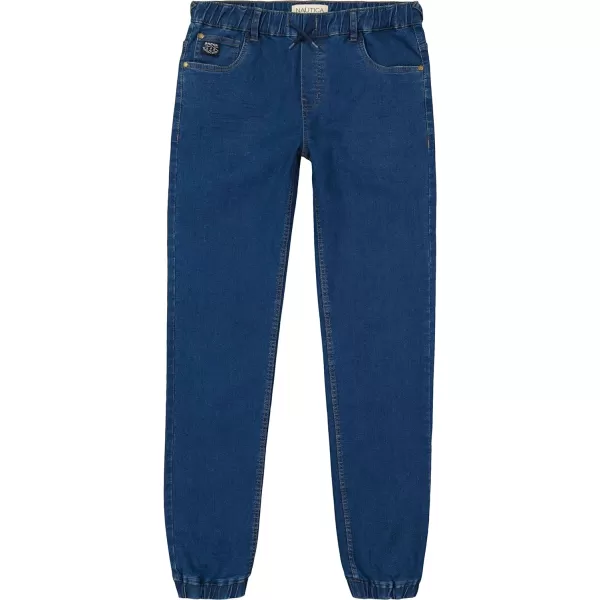 Nautica Boys Pullon Stretch Denim Jeans 5Pocket Style  Drawstring ClosureMedium Blue