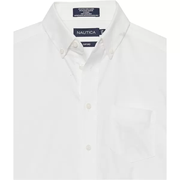 Nautica Boys School Uniform Short Sleeve ButtonDown Oxford Shirt Chest Pocket Breathable FabricWhite