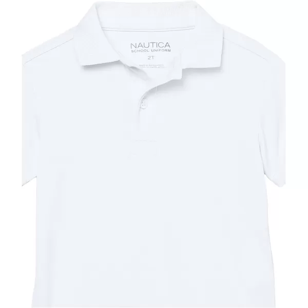 Nautica Boys School Uniform Short Sleeve Polo Shirt Button Closure Moisture Wicking Performance MaterialWhite