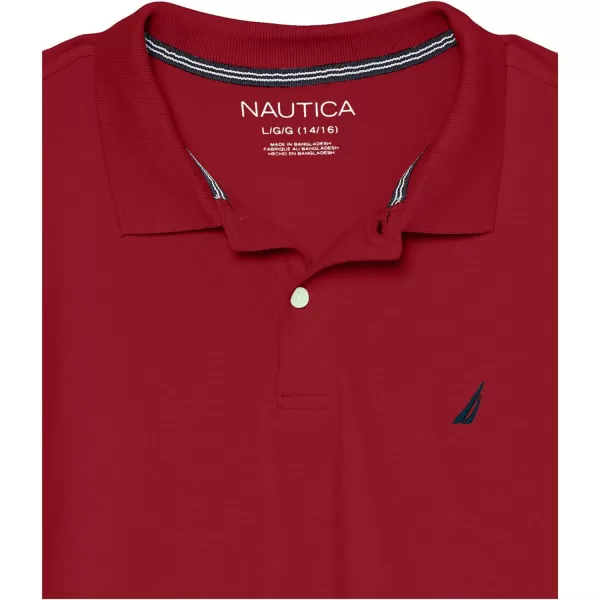 Nautica Boys Short Sleeve Anchor Polo Button Closure Soft  Comfortable Pique FabricBiking Red