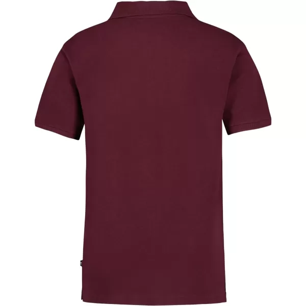 Nautica Boys Short Sleeve Anchor Polo Button Closure Soft  Comfortable Pique FabricBurgundy