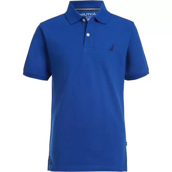 Nautica Boys Short Sleeve Anchor Polo Button Closure Soft  Comfortable Pique FabricCobalt