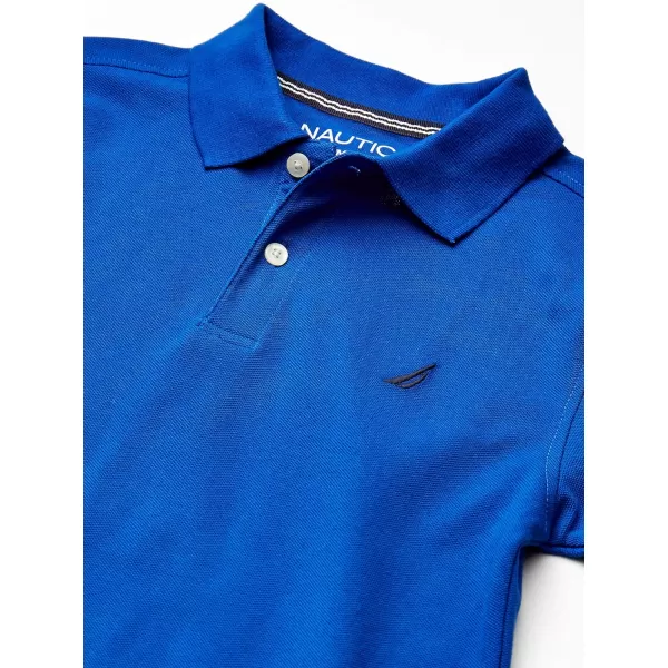 Nautica Boys Short Sleeve Anchor Polo Button Closure Soft  Comfortable Pique FabricCobalt