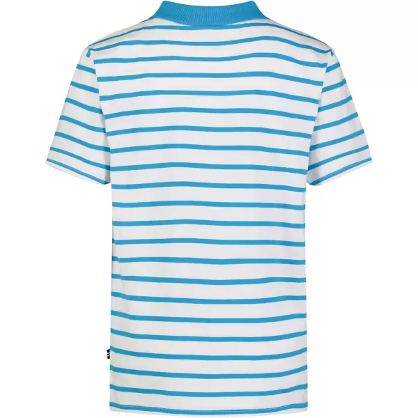 Nautica Boys Short Sleeve Fashion Polo Button Closure Soft  ComfortableCoast Stripe Hawiian Ocean