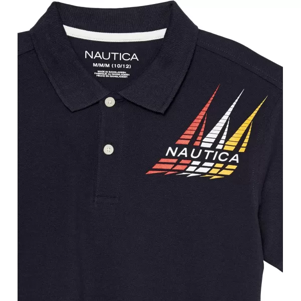 Nautica Boys Short Sleeve Fashion Polo Button Closure Soft  ComfortableMotion Sport Navy