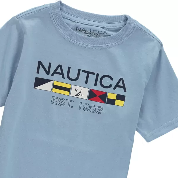 Nautica Boys Short Sleeve Graphic Crew Neck TShirtBlue BellFlags