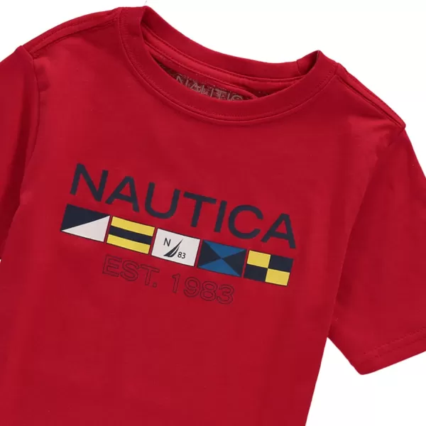 Nautica Boys Short Sleeve Graphic Crew Neck TShirtCarmineFlags