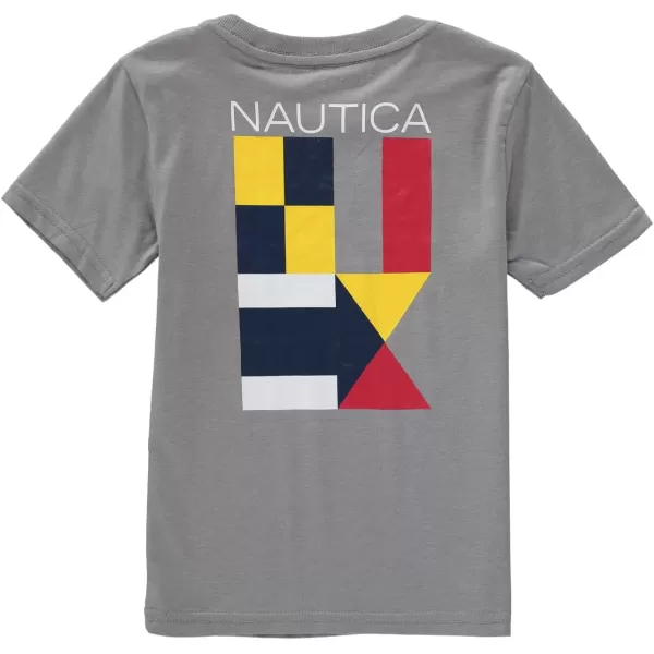 Nautica Boys Short Sleeve Legacy Solid Crew Neck TShirtGrey Heather Big Logo