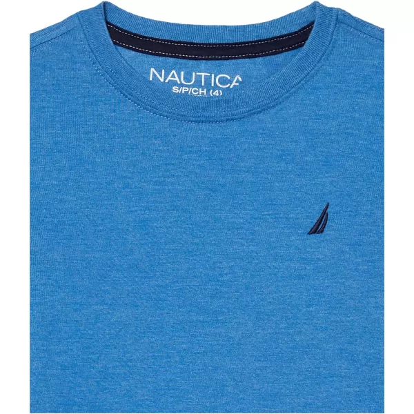 Nautica Boys Short Sleeve Solid Crew Neck TShirtCobalt Heather