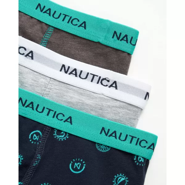 Nautica Boys Underwear  3 Pack Stretch Cotton Boxer Briefs Size 818TurquoiseHeather Grey