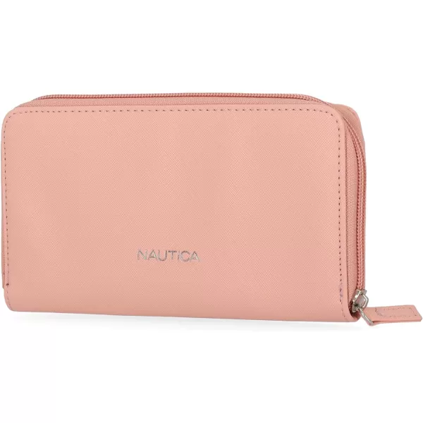 Nautica Bulk Cargo Womens RFID Wallet Clutch Zip Around Organizer EarthAloha Pink