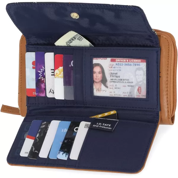 Nautica Bulk Cargo Womens RFID Wallet Clutch Zip Around Organizer EarthAnchor Aweigh