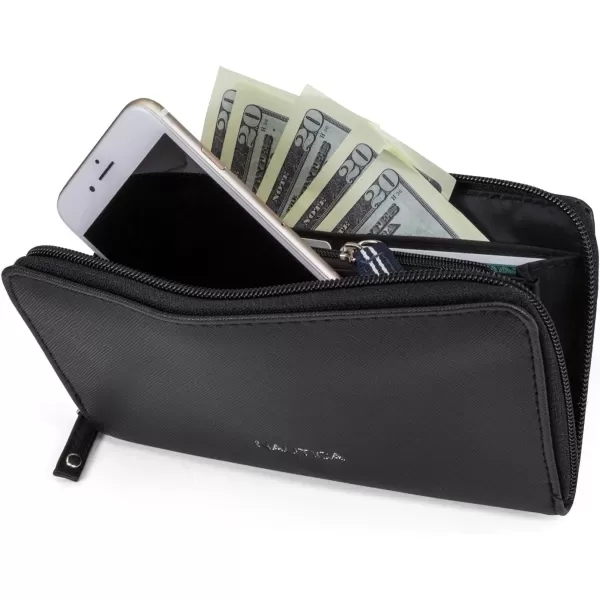 Nautica Bulk Cargo Womens RFID Wallet Clutch Zip Around Organizer EarthBlack