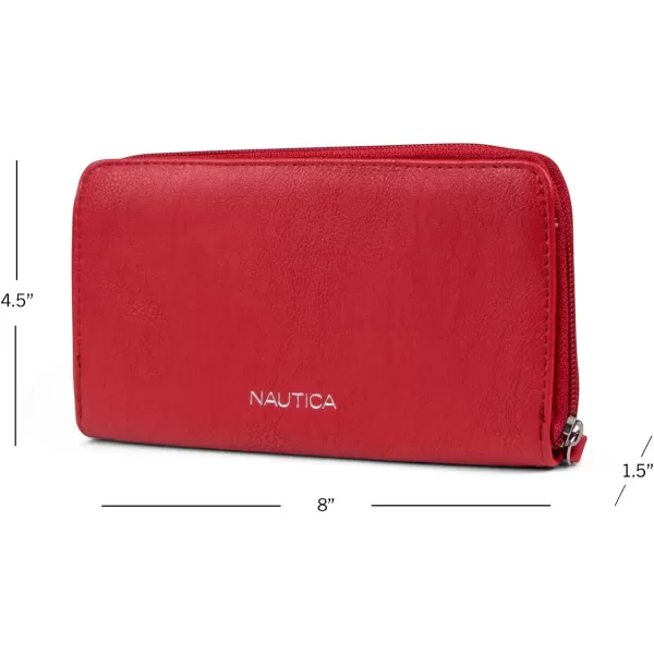 Nautica Bulk Cargo Womens RFID Wallet Clutch Zip Around Organizer EarthFuego Red