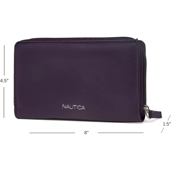 Nautica Bulk Cargo Womens RFID Wallet Clutch Zip Around Organizer EarthPlum