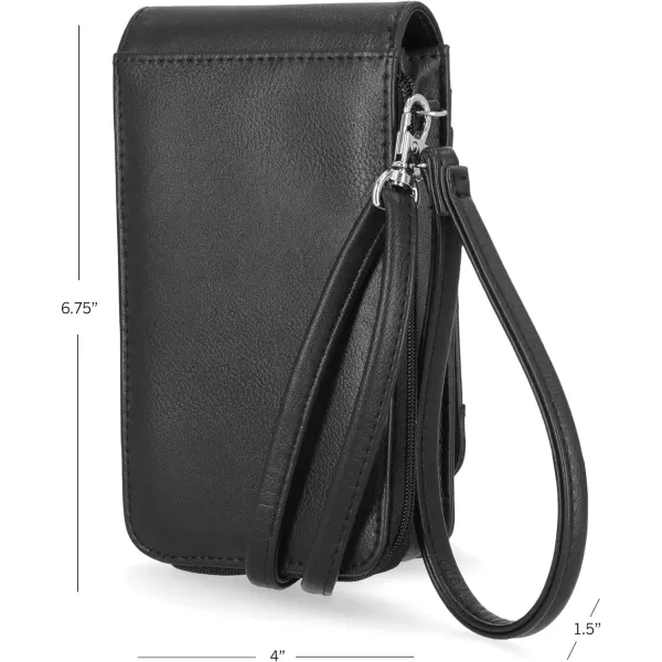 Nautica Catalina Vegan Leather RFID Womens Crossbody Cell Phone Purse Holder WalletBlack