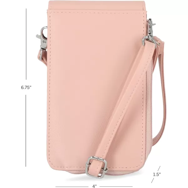 Nautica Catalina Vegan Leather RFID Womens Crossbody Cell Phone Purse Holder WalletBlush