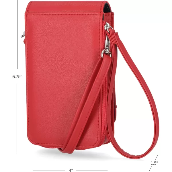 Nautica Catalina Vegan Leather RFID Womens Crossbody Cell Phone Purse Holder WalletFuego Red