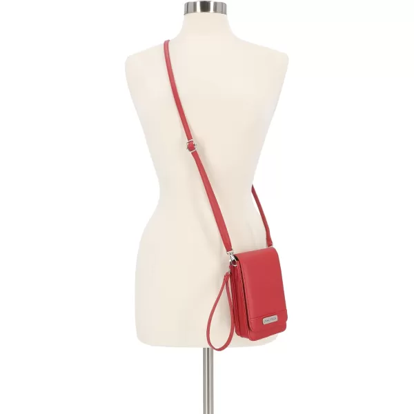 Nautica Catalina Vegan Leather RFID Womens Crossbody Cell Phone Purse Holder WalletFuego Red