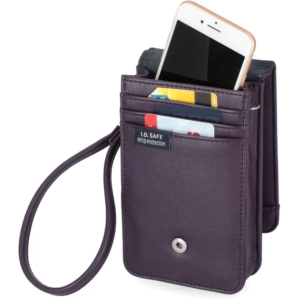 Nautica Catalina Vegan Leather RFID Womens Crossbody Cell Phone Purse Holder WalletPurple