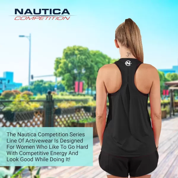 Nautica Competition 3 Pack Workout Tank Tops for Women Active Athletic Gym Workout Running Exercise Yoga DryFit Fabric3 Pack Black