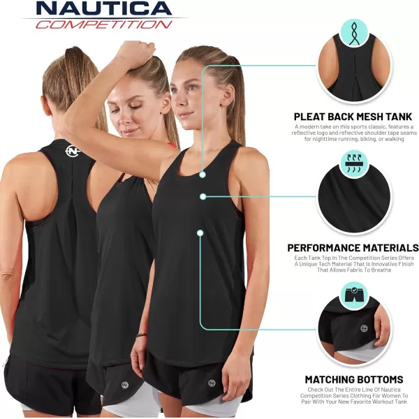 Nautica Competition 3 Pack Workout Tank Tops for Women Active Athletic Gym Workout Running Exercise Yoga DryFit Fabric3 Pack Black