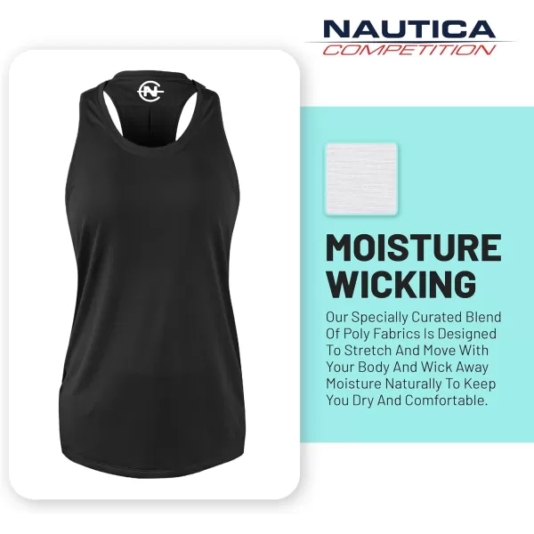 Nautica Competition 3 Pack Workout Tank Tops for Women Active Athletic Gym Workout Running Exercise Yoga DryFit Fabric3 Pack Black