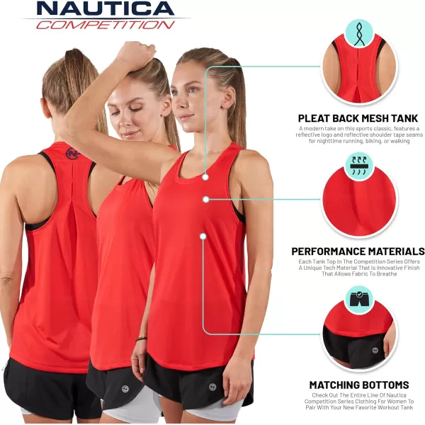 Nautica Competition 3 Pack Workout Tank Tops for Women Active Athletic Gym Workout Running Exercise Yoga DryFit Fabric3 Pack Red